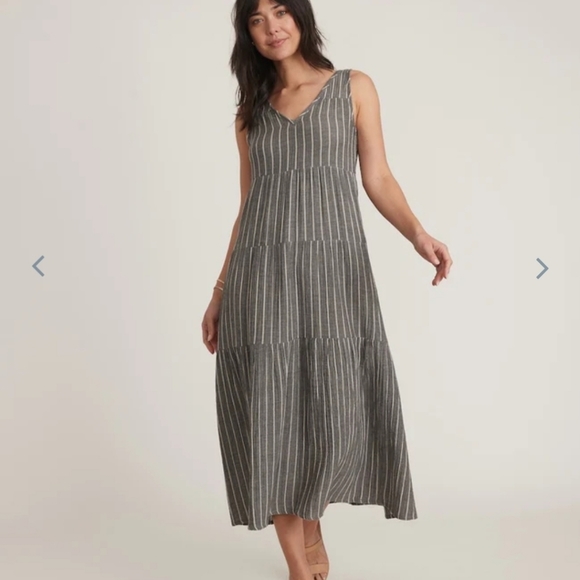 Marine layer Corinne Maxi Dress in Black and White Stripe - Picture 2 of 10